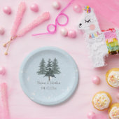 Rustic Evergreen Winter Pine Wedding Papieren Bordje (Feest)