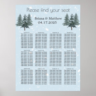 Rustic Evergreen Winter Pine Wedding Seating Chart Poster
