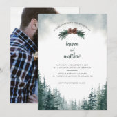 Rustic Evergreen Winter Wedding Invitation Kaart (Voorkant / Achterkant)