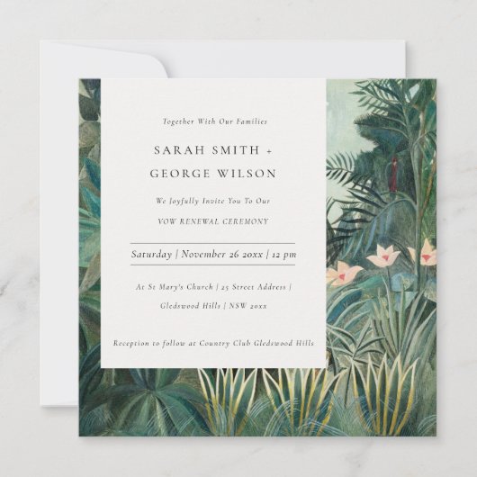 Rustic Exotic Tropical Forest Vow Renewal Invite Bedankkaart (Voorkant)