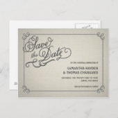 Rustic Fade Cream Sla de datum op Aankondigingskaart (Voorkant / Achterkant)