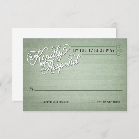Rustic Fade Green Response RSVP Kaartje (Voorkant / Achterkant)
