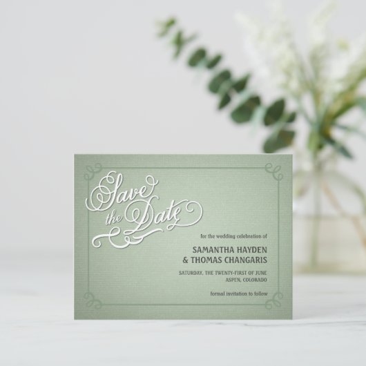 Rustic Fade Green Save the Date Aankondigingskaart (Staand voorkant)