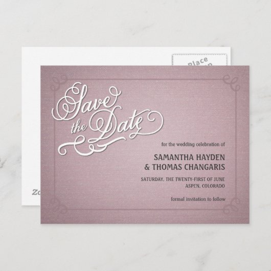 Rustic Fade Pink Bewaar de datum Aankondigingskaart (Voorkant / Achterkant)