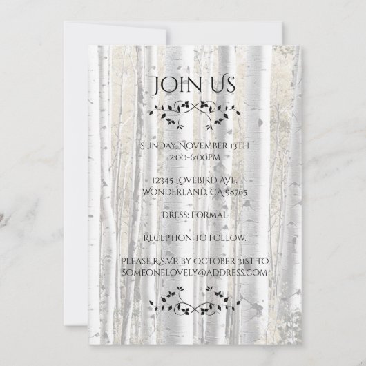 Rustic Faded White Birch Trees Kaart (Achterkant)