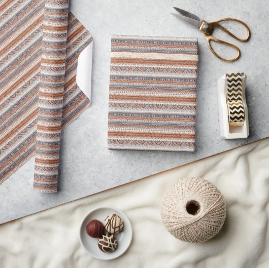 Rustic Fair Isle Nordic Stripe Cadeaupapier (Crafts)