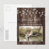 Rustic Fairy Lichten Foto opslaan Datum Aankondigingskaart (Voorkant / Achterkant)