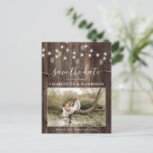 Rustic Fairy Lichten Foto opslaan Datum Aankondigingskaart (Staand voorkant)