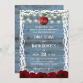 Rustic Fairy Tale Snow White Dusty Blue Wedding Kaart (Voorkant / Achterkant)