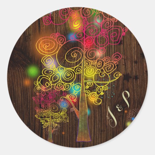 Rustic Fairy Tale Wedding Favor Ronde Sticker (Voorkant)