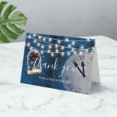 Rustic Fairytale bruiloft Navy Barn Wood Dank je Bedankkaart