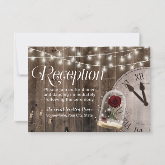 Rustic Fairytale bruiloft Roos Dome Reception Kaart (Voorkant)