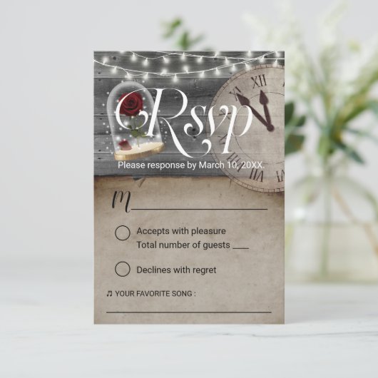 Rustic Fairytale bruiloft Roos Glass Dome RSVP (Staand voorkant)