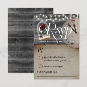 Rustic Fairytale bruiloft Roos Glass Dome RSVP Kaartje