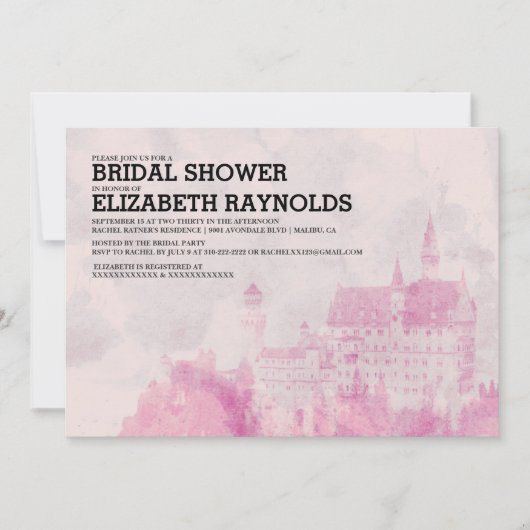 Rustic Fairytale Castle Bridal Shower Invitations Kaart (Voorkant)