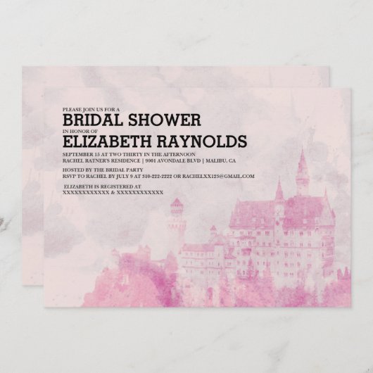 Rustic Fairytale Castle Bridal Shower Invitations Kaart (Voorkant / Achterkant)