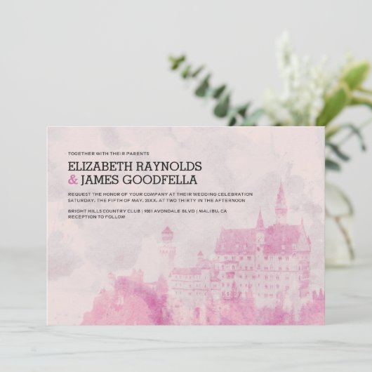Rustic Fairytale Castle Wedding Invitations Kaart (Staand voorkant)