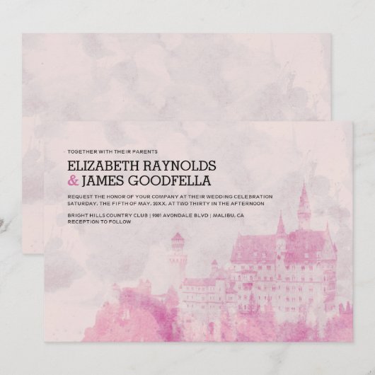 Rustic Fairytale Castle Wedding Invitations Kaart (Voorkant / Achterkant)