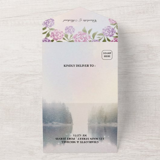 Rustic Fairytale Enchanted Forest Wedding All In One Uitnodiging (Buitenkant)