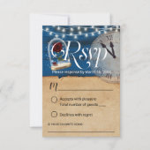 Rustic Fairytale marine Blue Barn Wedding RSVP Kaartje (Voorkant)