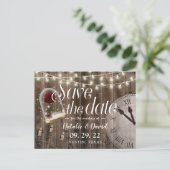 Rustic Fairytale Wedding Barn Wood Save the Date Aankondigingskaart (Staand voorkant)
