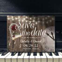 Rustic Fairytale Wedding Barn Wood Save the Date Aankondigingskaart