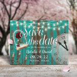 Rustic Fairytale Wedding Blauwgroen Barn Save the  Aankondigingskaart<br><div class="desc">Rustic Blauwgroen Barn Wood Candelabra & Clock Fairytale Wedding Save the Date Announements.</div>