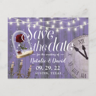 Rustic Fairytale Wedding Lavender Save the Date Aankondigingskaart