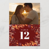 Rustic Fall Autumn Floral Photo Table Number Kaart (Achterkant)