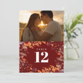 Rustic Fall Autumn Floral Photo Table Number Kaart (Staand voorkant)