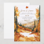 Rustic Fall Autumn Landscape Wedding Invitation Kaart (Voorkant / Achterkant)
