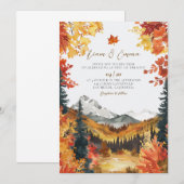 Rustic Fall Autumn Landscape Wedding Invitation Kaart (Voorkant / Achterkant)