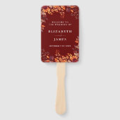 Rustic Fall Autumnal Burgundy Wedding Program Handwaaier (Voorkant)