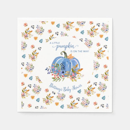 Rustic Fall Blue Pumpkin Baby Shower Servet (Voorkant)