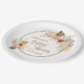 Rustic Fall Boho Boog Pampas Gras Bruidsdouche  Papieren Bordje (Gekanteld)