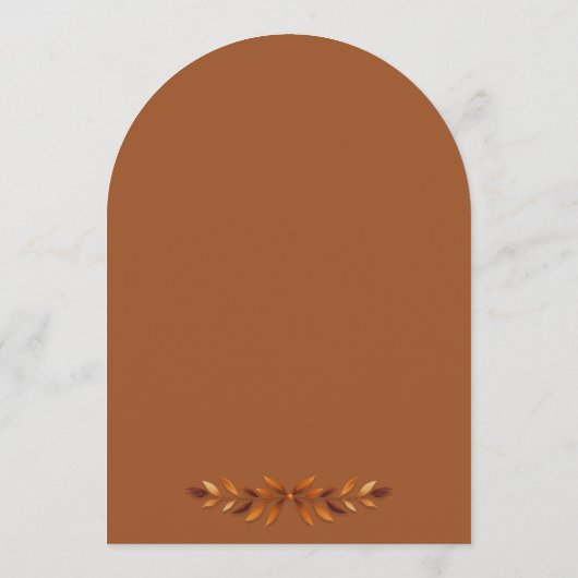 Rustic Fall Burnt Sienna Beige Floral Wedding  Kaart (Achterkant)