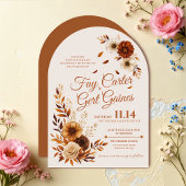 Rustic Fall Burnt Sienna Beige Floral Wedding  Kaart