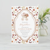 Rustic Fall Floral Burgundy Baby Shower Invitation Kaart (Staand voorkant)