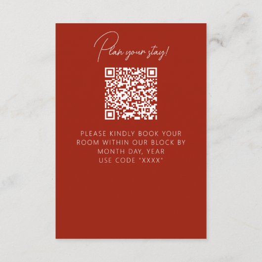 Rustic Fall Floral Modern QR Code Wedding Details Informatiekaartje (Achterkant)