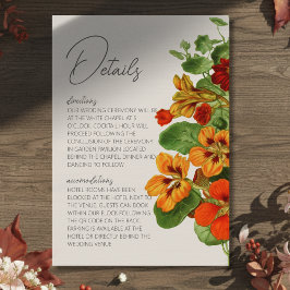 Rustic Fall Floral Modern QR Code Wedding Details Informatiekaartje