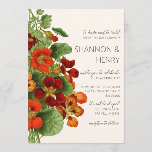 Rustic Fall Floral Modern Wedding Invitation Kaart (Voorkant)
