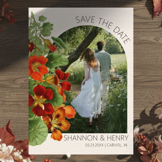 Rustic Fall Floral Modern Wedding Save the Date Kaart