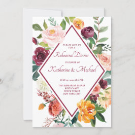 Rustic Fall Flowers Wine Red Rehearsal Dinner Kaart