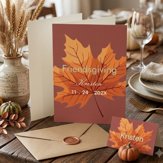 Rustic Fall Friendsgiving Aangepaste Namen   Kaart