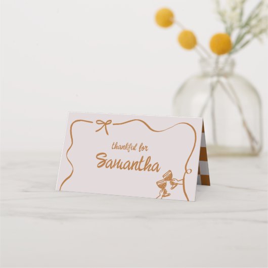 Rustic Fall Friendsgiving Dinner Table Place Cards Plaatskaartje (Voorkant)