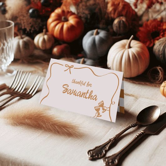 Rustic Fall Friendsgiving Dinner Table Place Cards Plaatskaartje