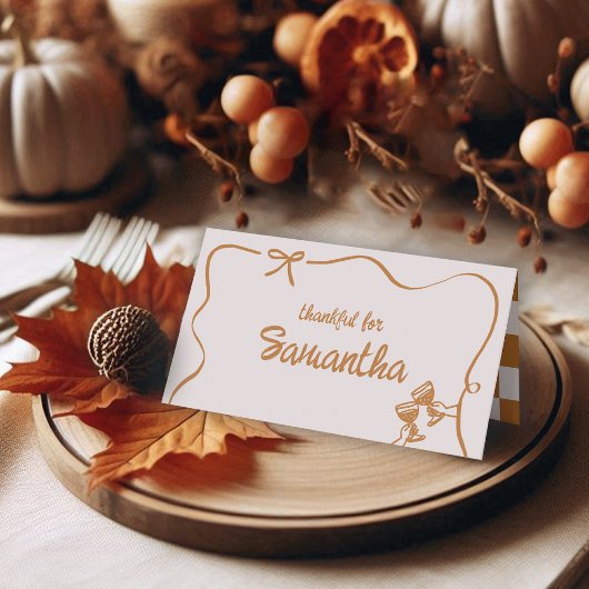 Rustic Fall Friendsgiving Dinner Table Place Cards Plaatskaartje