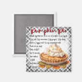 Rustic Fall Gingham Pumpkin Pie Baking Magnet (Voorkant / Achterkant)