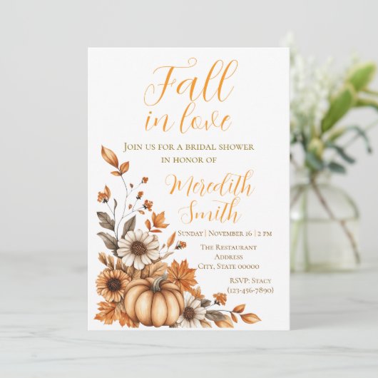 Rustic Fall in Love Bridal Shower Invitation Kaart (Staand voorkant)