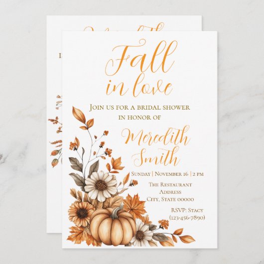 Rustic Fall in Love Bridal Shower Invitation Kaart (Voorkant / Achterkant)